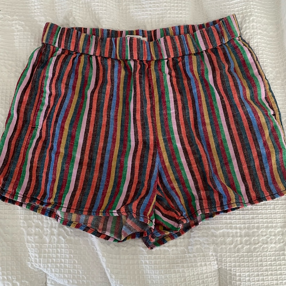 Madewell linen/cotton blend striped shorts